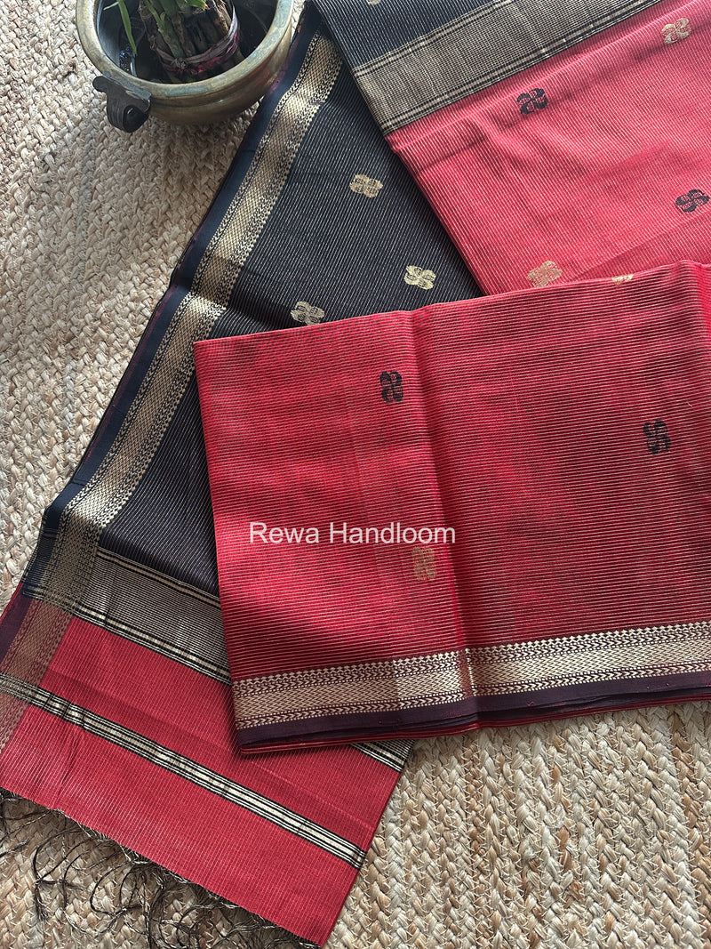 Maheshwari Maroon Tissue Butti Saree NFBS07