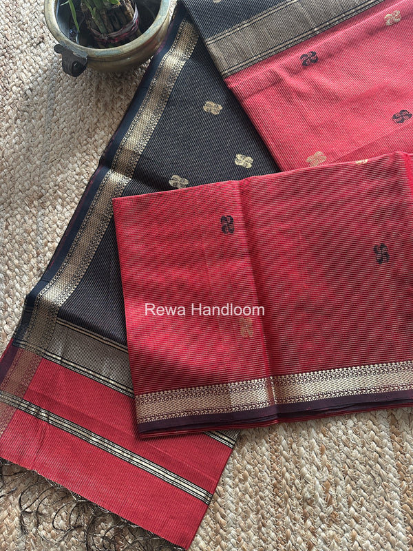 Maheshwari Maroon Tissue Butti Saree NFBS07