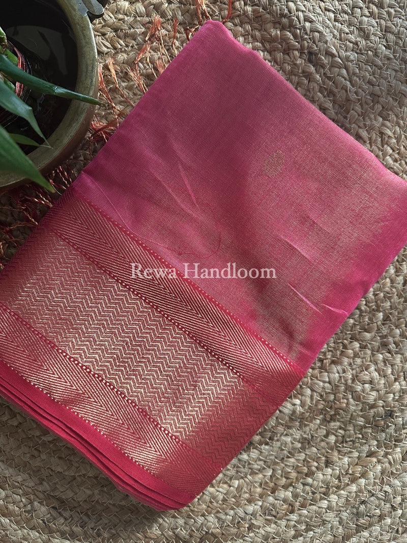 Maheshwari Pink Tissue Butti Saree TBBS026
