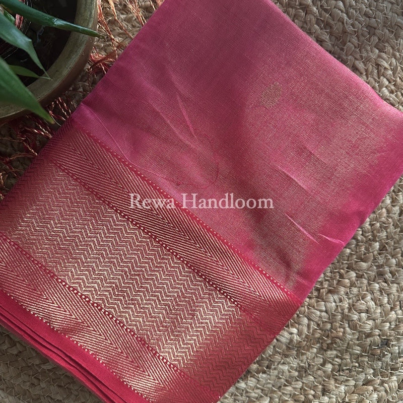 Maheshwari Pink Tissue Butti Saree TBBS026