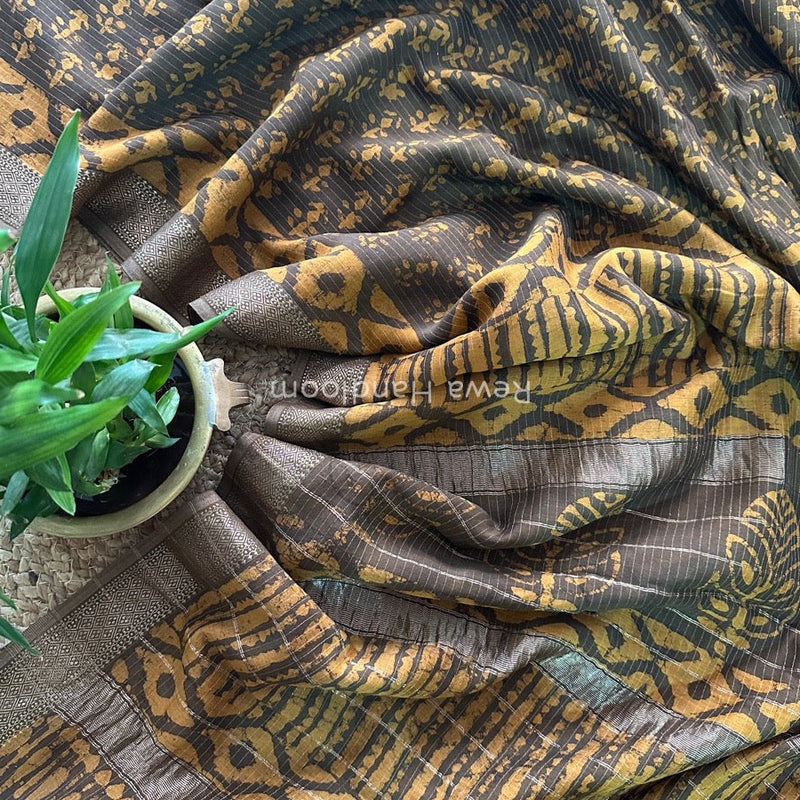 Tobacco Dabu Kashish Print Saree DKS04