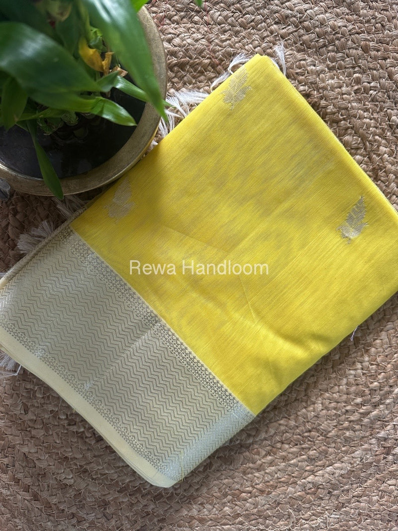 Maheshwari Yellow Silver Butti Saree SGSB014