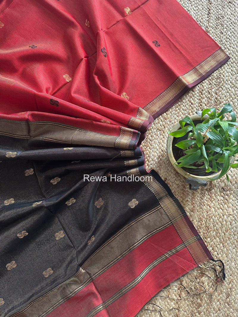Maheshwari Maroon Tissue Butti Saree NFBS07