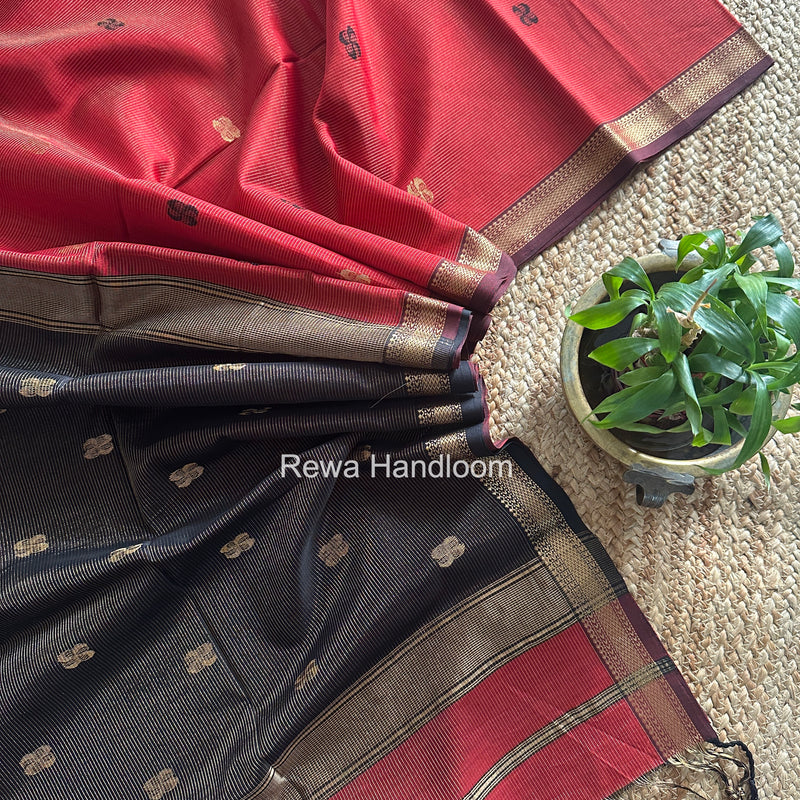 Maheshwari Maroon Tissue Butti Saree NFBS07