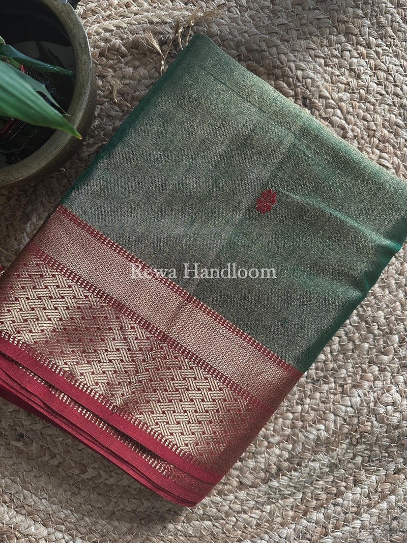 Maheshwari Green Tissue Butti Saree TBBS027