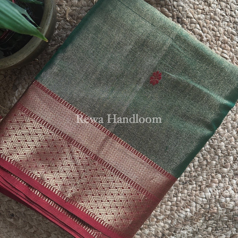 Maheshwari Green Tissue Butti Saree TBBS027