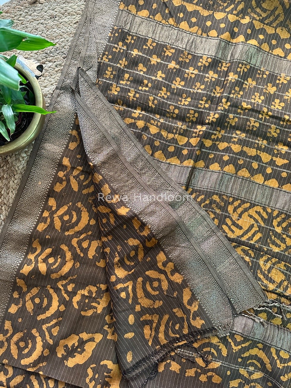 Tobacco Dabu Kashish Print Saree DKS06