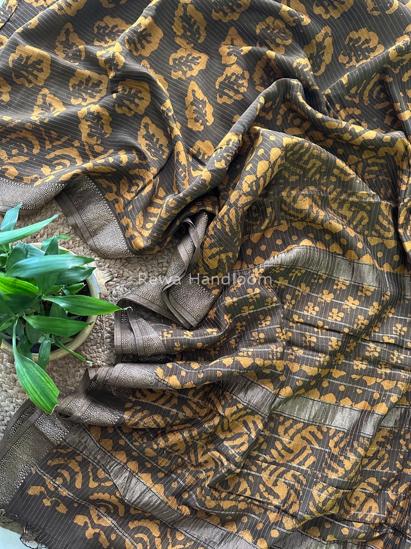 Tobacco Dabu Kashish Print Saree DKS06