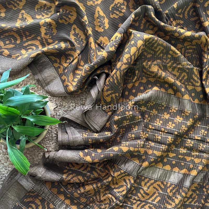 Tobacco Dabu Kashish Print Saree DKS06
