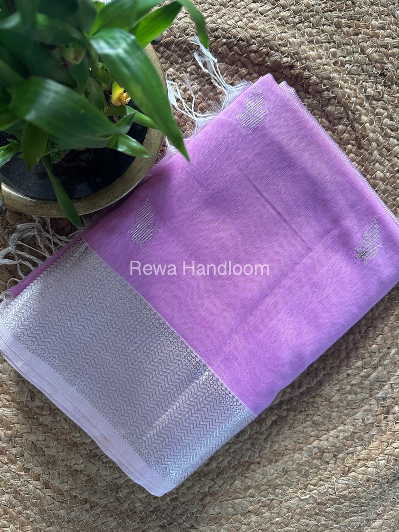 Maheshwari Pastel Purple Silver Butti Saree SGSB016