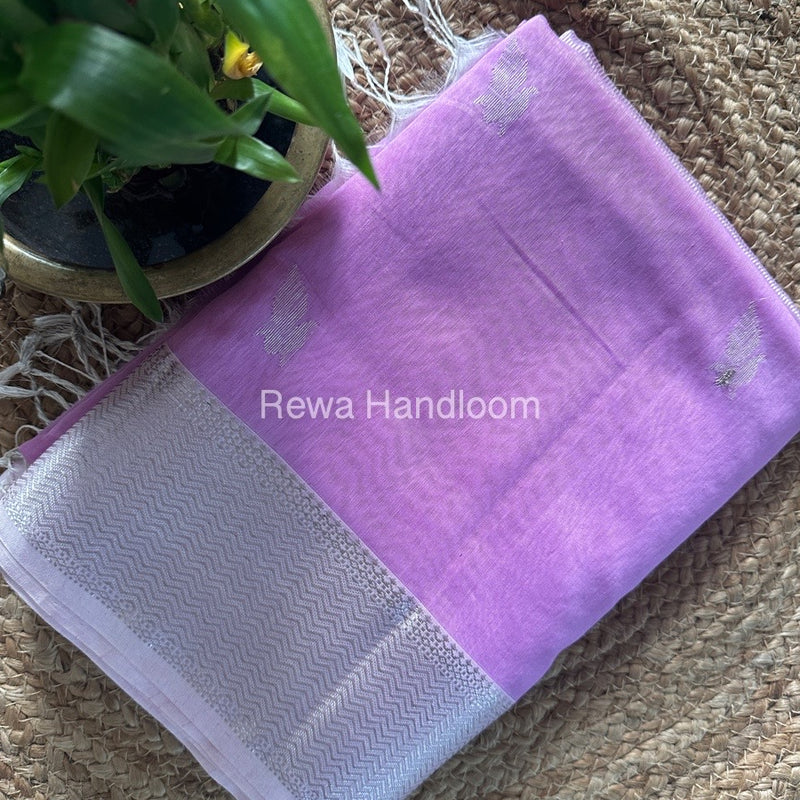 Maheshwari Pastel Purple Silver Butti Saree SGSB016