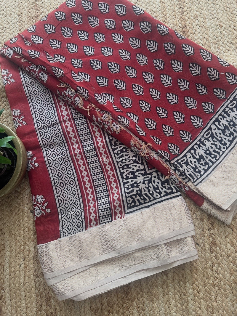 Maheshwari Bagh Print Small Border Saree