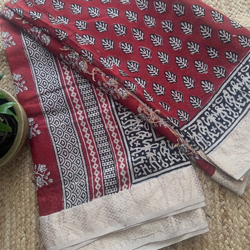 Maheshwari Bagh Print Small Border Saree