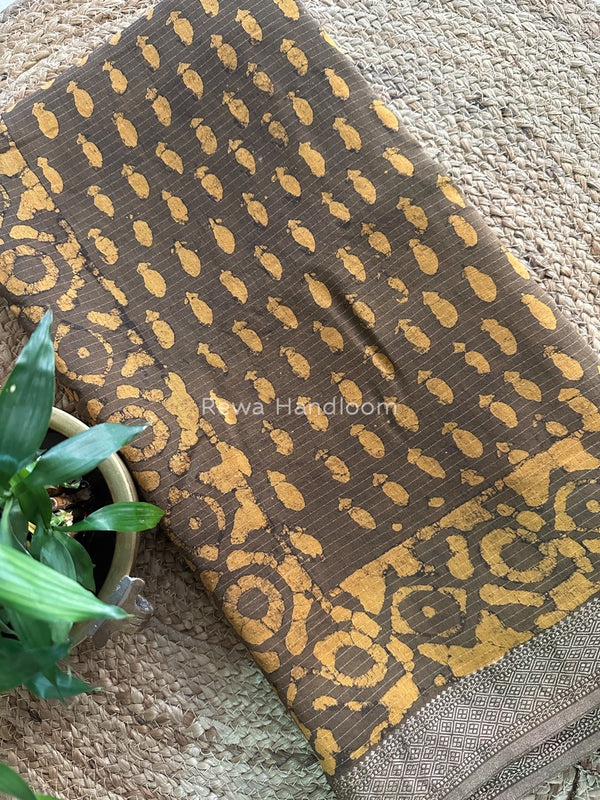 Tobacco Dabu Kashish Print Saree DKS01