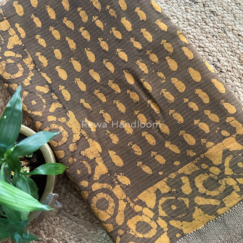 Tobacco Dabu Kashish Print Saree DKS01
