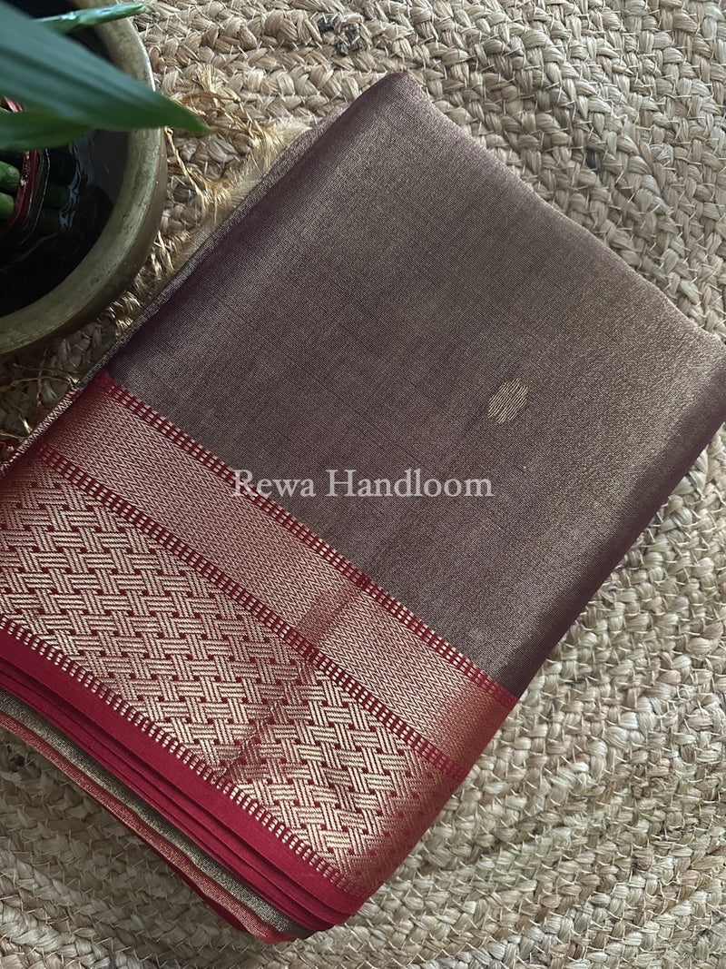 Maheshwari Dark Purple Tissue Butti Saree TBBS028