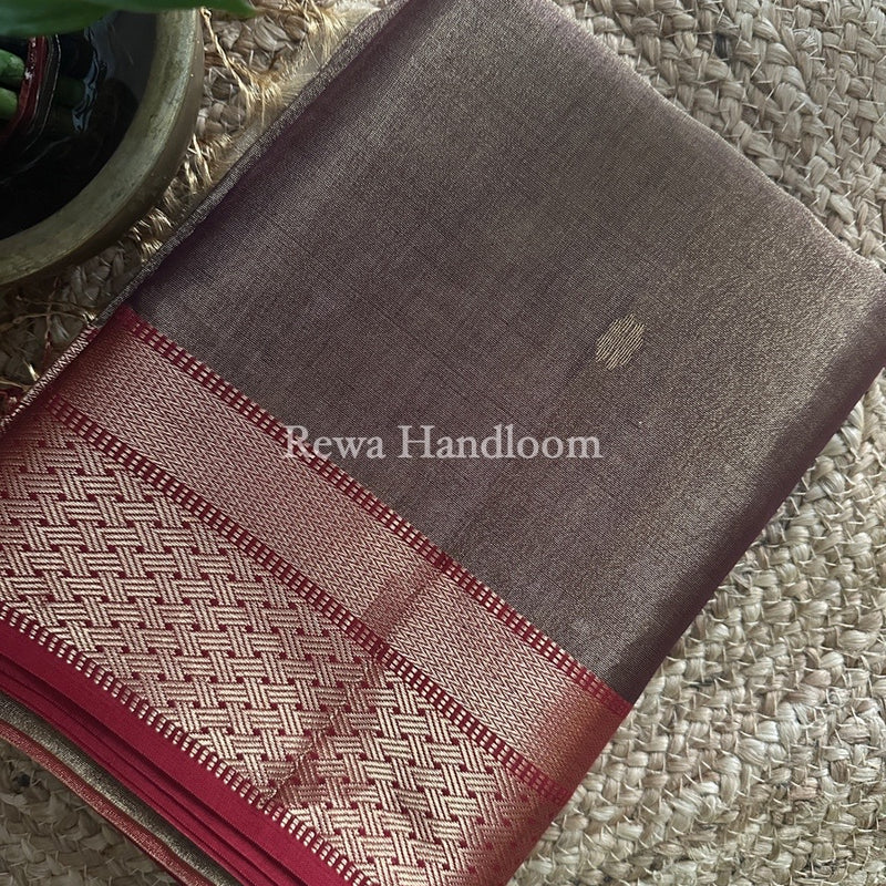 Maheshwari Dark Purple Tissue Butti Saree TBBS028