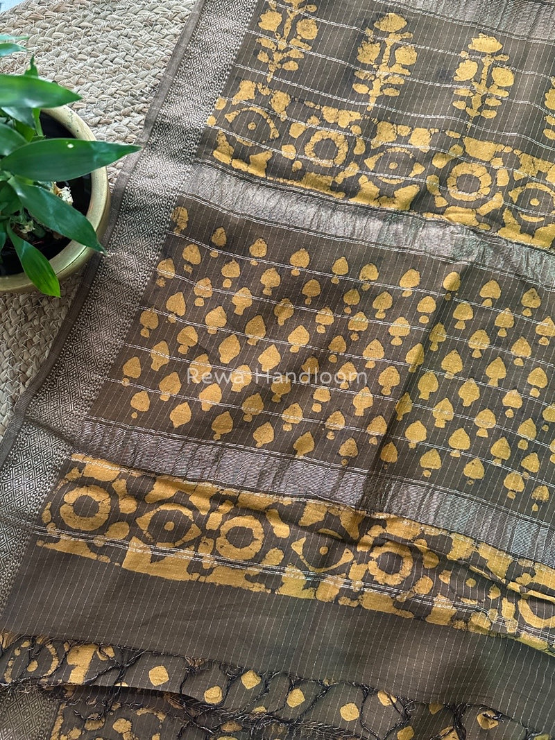 Tobacco Dabu Kashish Print Saree DKS01