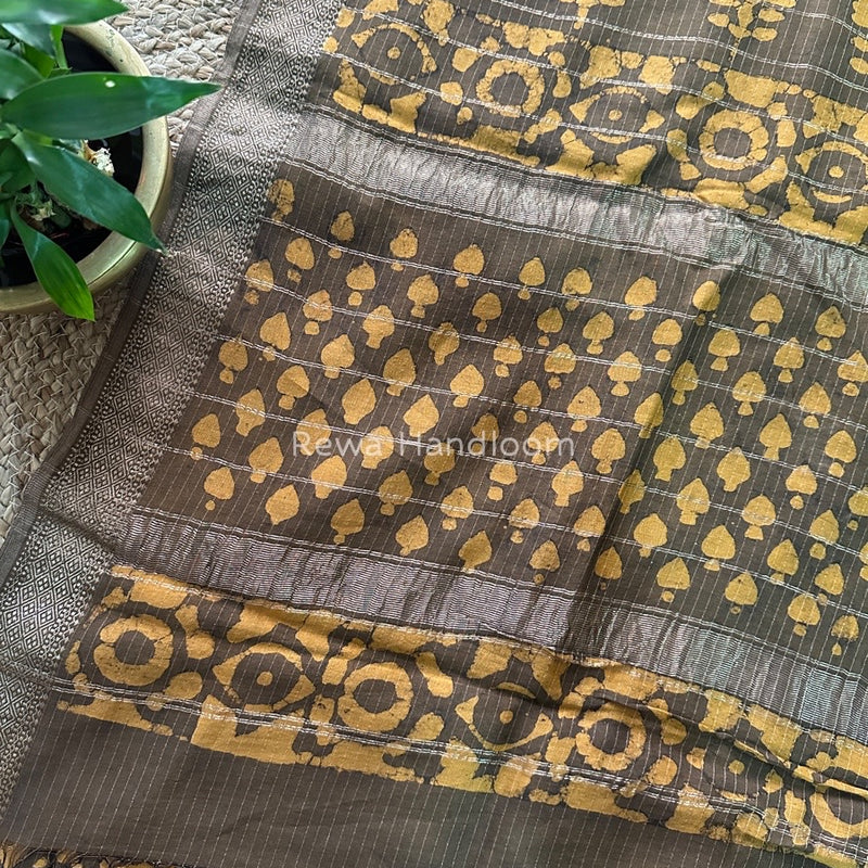 Tobacco Dabu Kashish Print Saree DKS01