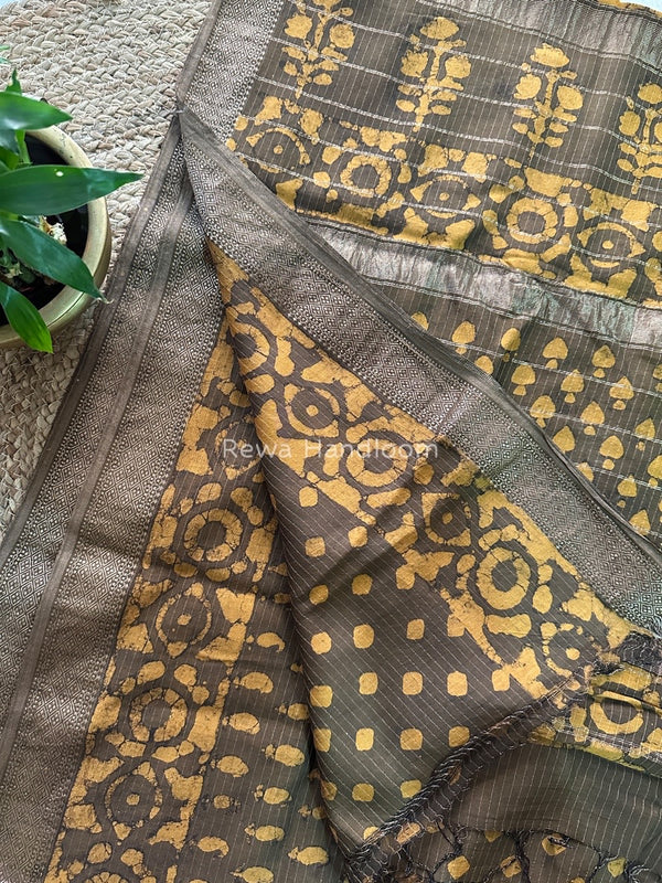 Tobacco Dabu Kashish Print Saree DKS01