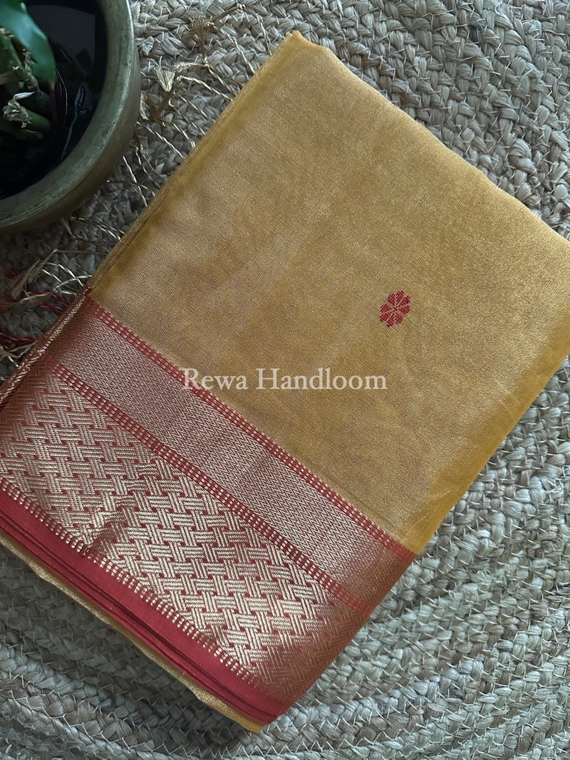 Maheshwari Yellow Tissue Butti Saree TBBS029