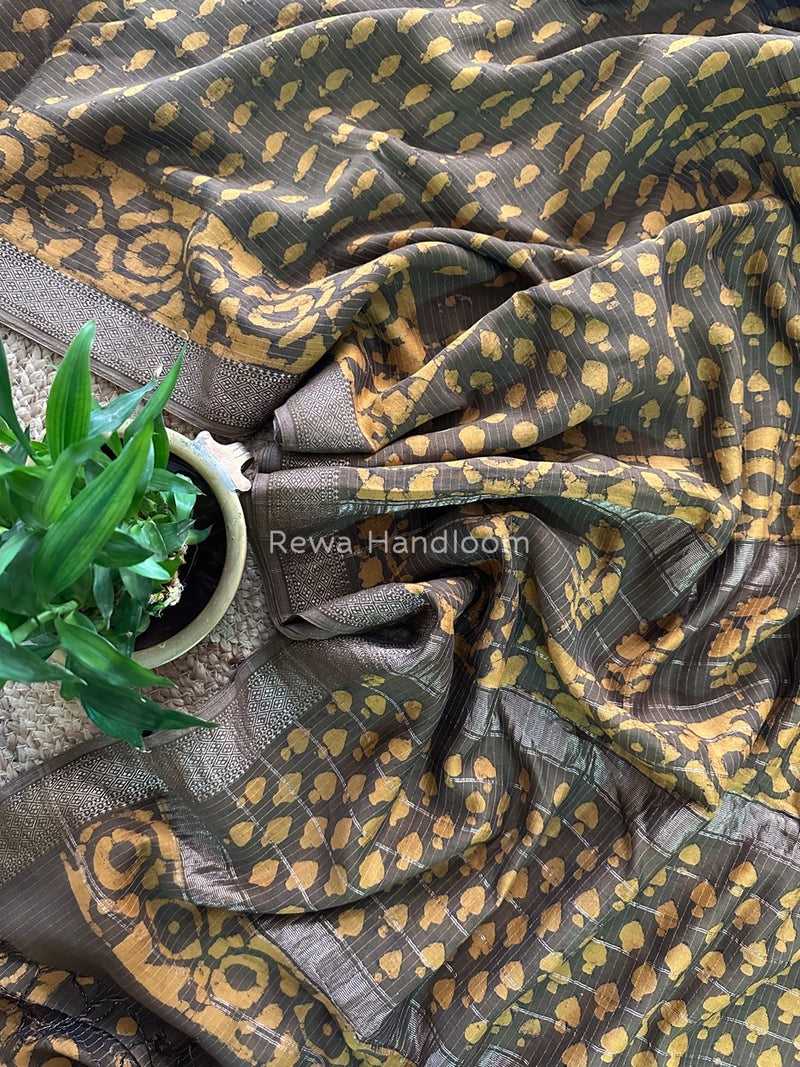 Tobacco Dabu Kashish Print Saree DKS01