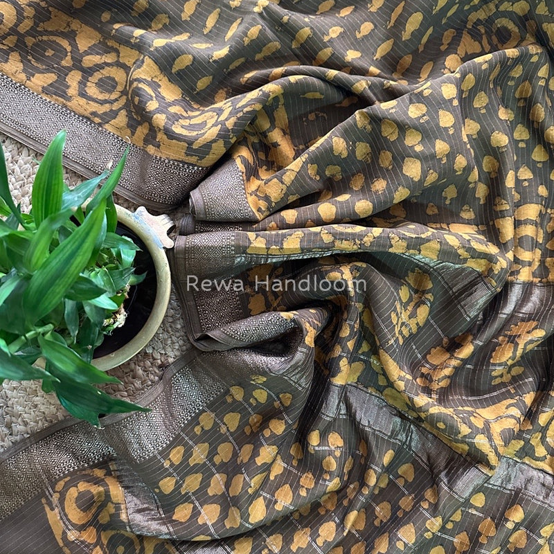 Tobacco Dabu Kashish Print Saree DKS01