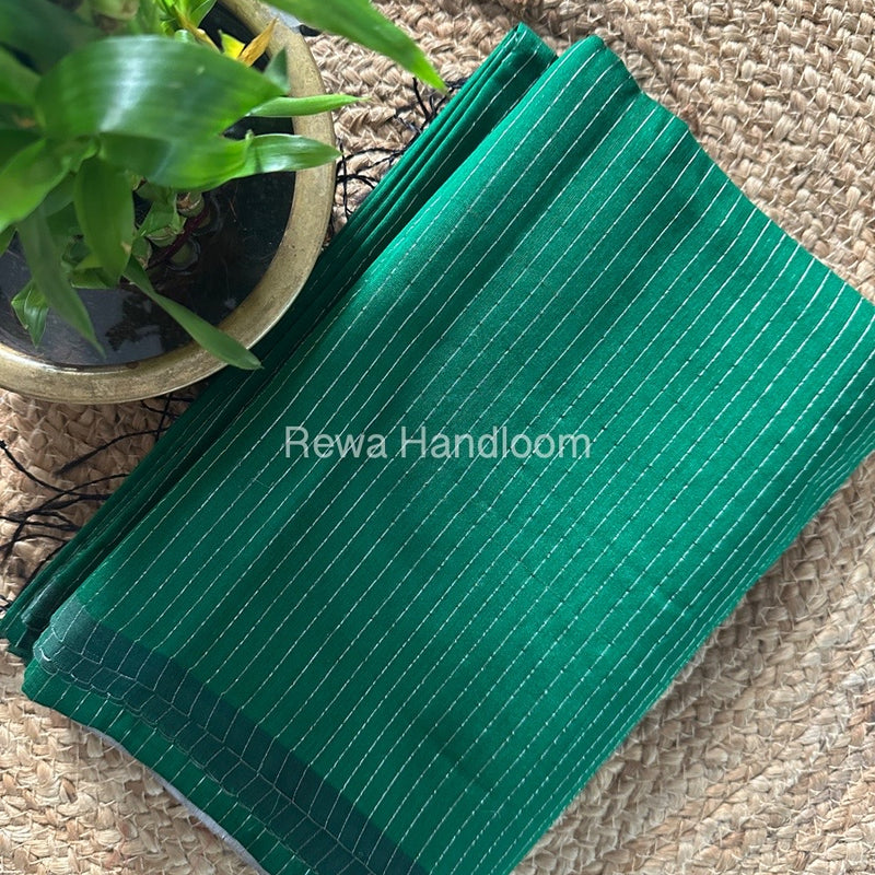 Maheshwari Green Silver Tissue Lining Saree TSLS02