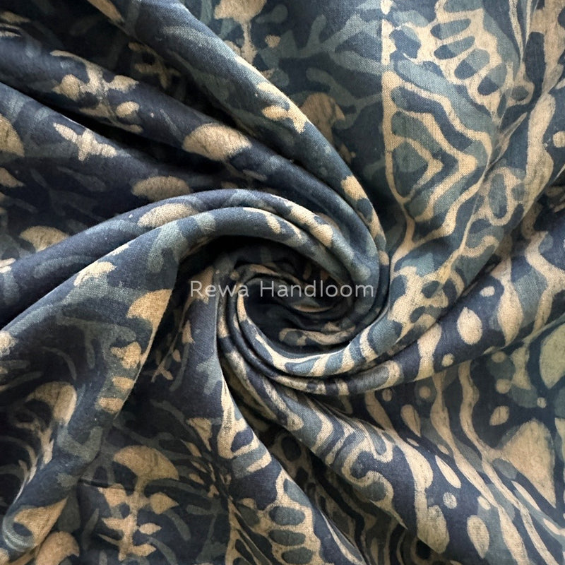 Blue Indigo Cotton Print Saree MIND01