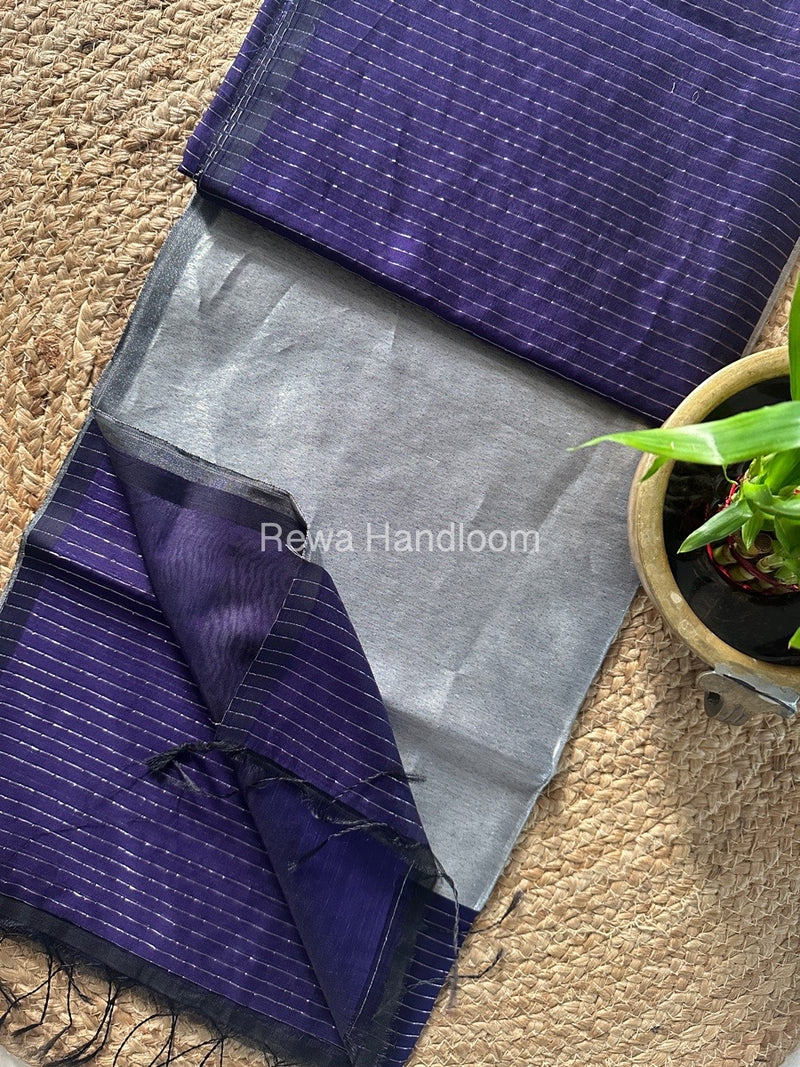 Maheshwari Purple Silver Tissue Lining Saree TSLS04