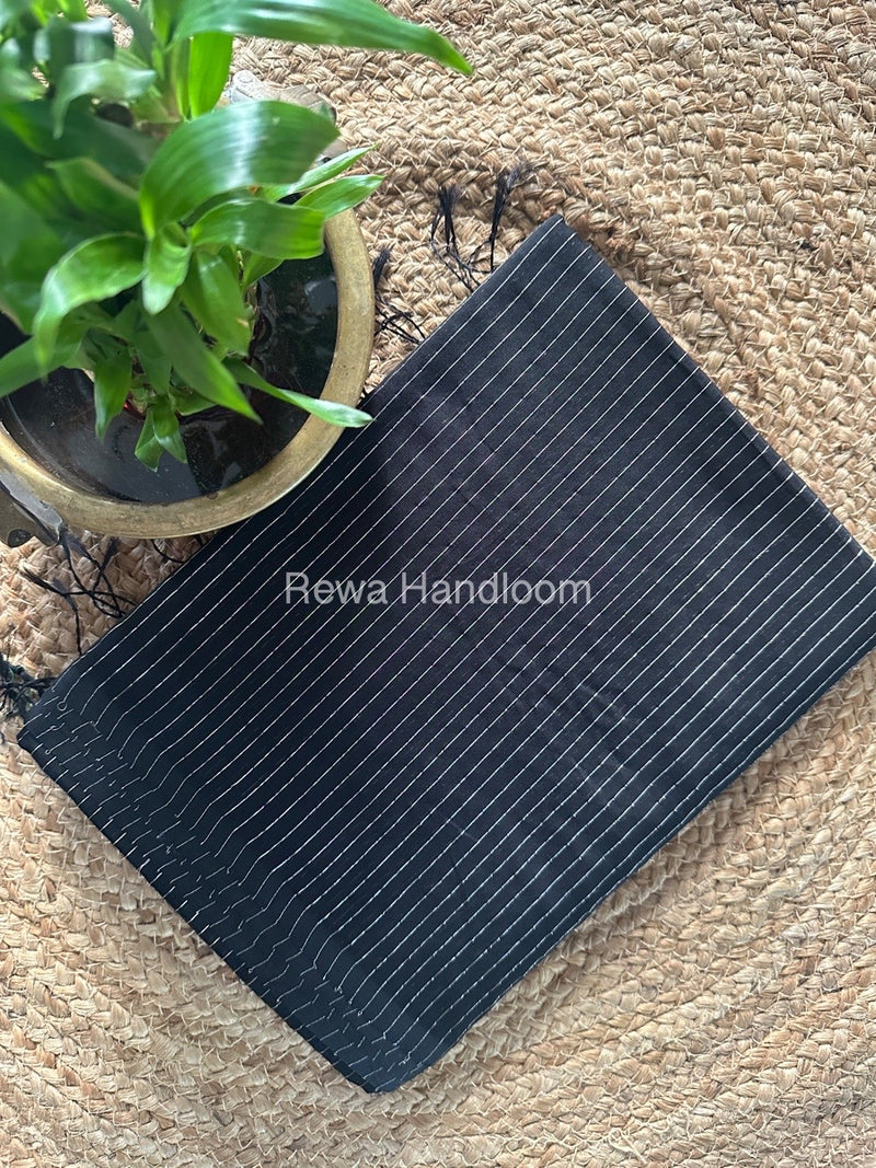 Maheshwari Black Silver Tissue Lining Saree TSLS05