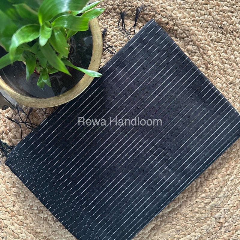 Maheshwari Black Silver Tissue Lining Saree TSLS05