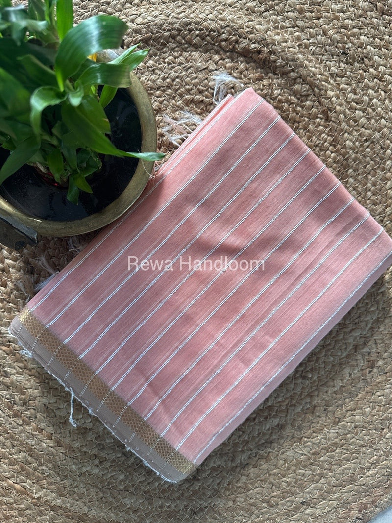 Maheshwari Peach Gichha Thread Lining Saree GTLS013
