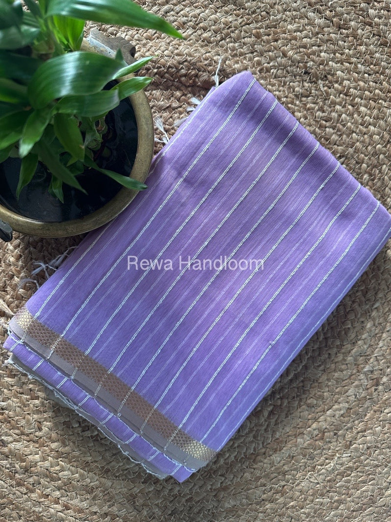 Maheshwari Lavendar Gichha Thread Lining Saree GTLS012