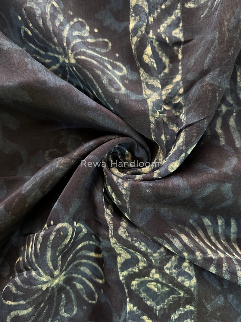 Blue Indigo Cotton Print Saree MIND02