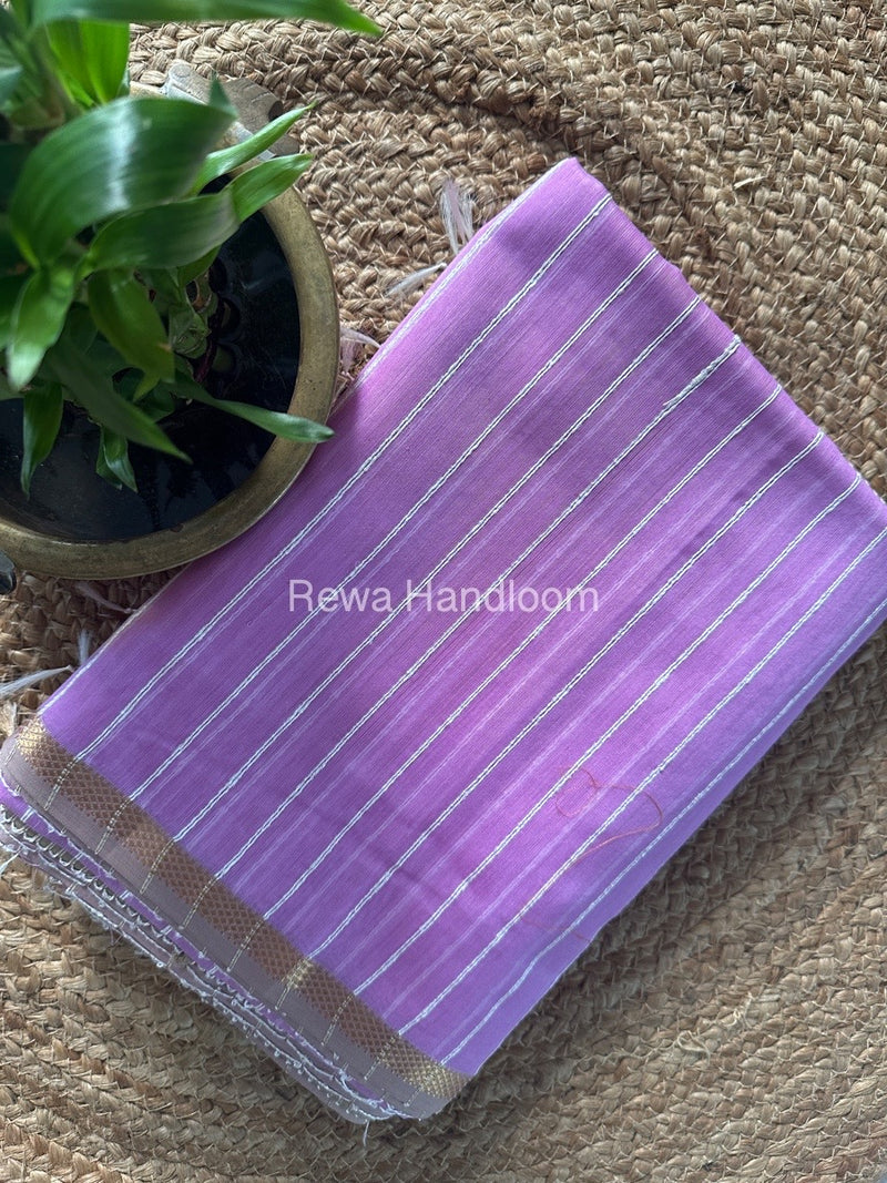 Maheshwari Lavender Gichha Thread Lining Saree GTLS014