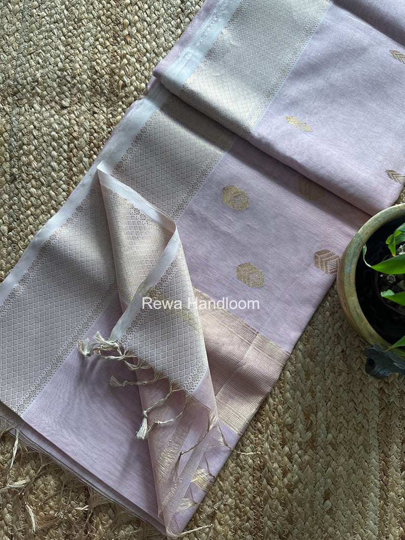 Maheshwari Baby Pink Tissue Silk Saree TFB027