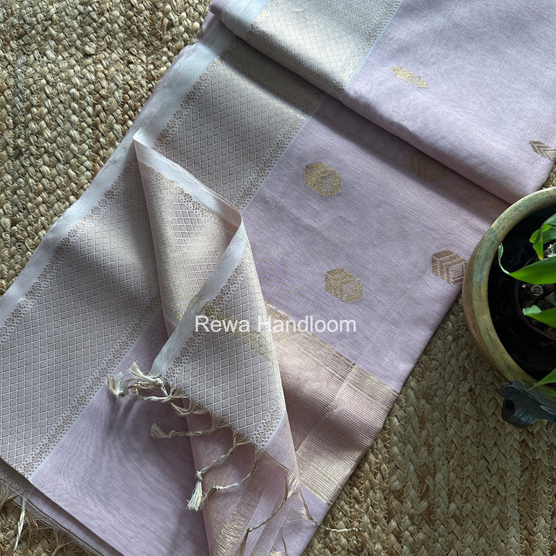 Maheshwari Baby Pink Tissue Silk Saree TFB027