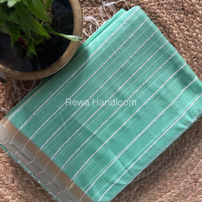 Maheshwari Sea Green Gichha Thread Lining Saree GTLS015