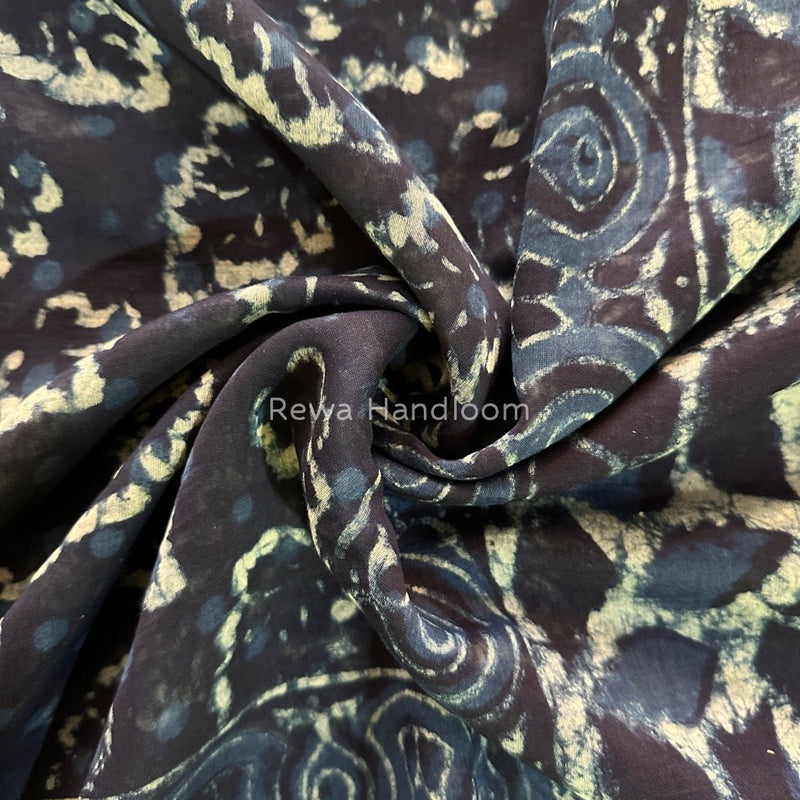 Blue Indigo Cotton Print Saree MIND03