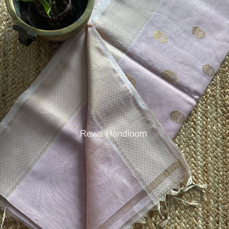 Maheshwari Baby Pink Tissue Silk Saree TFB027