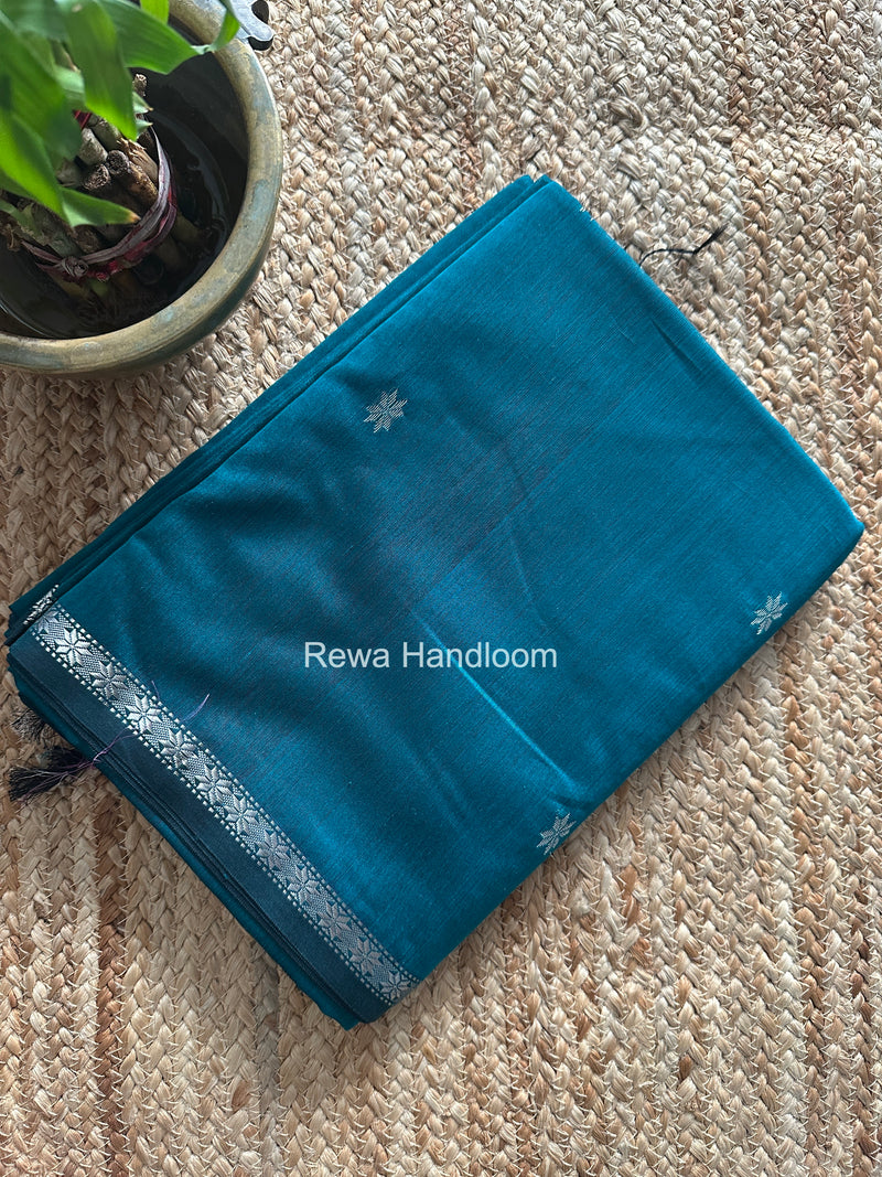 Maheshwari Rama Green Silver Butti Saree BSS010