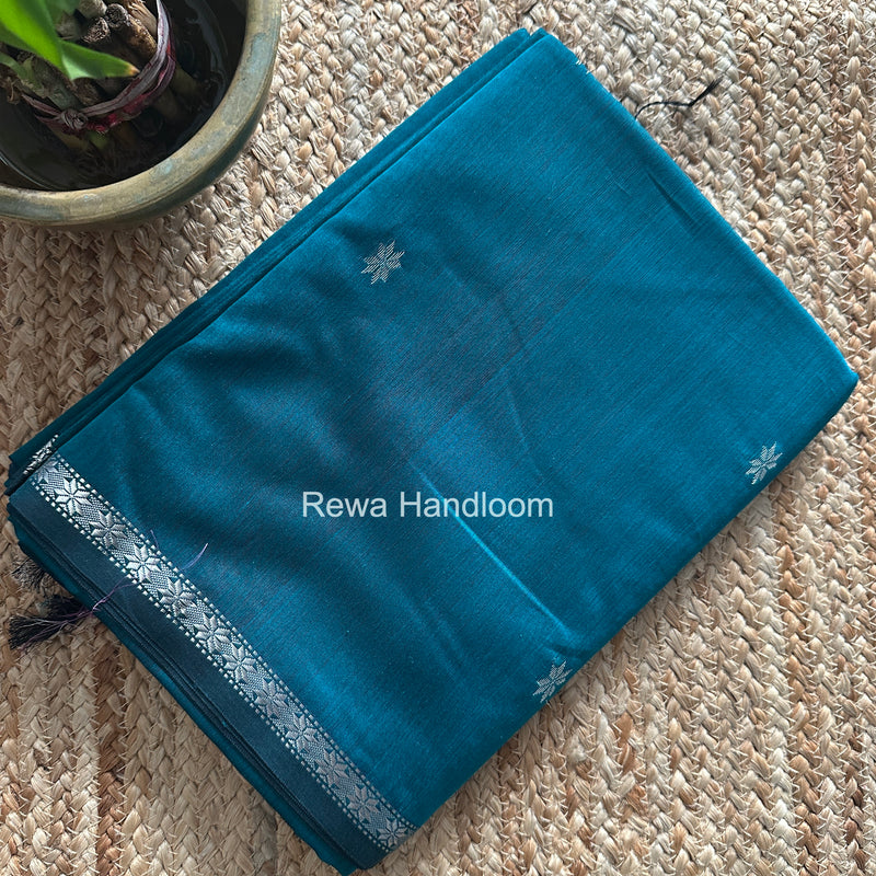 Maheshwari Rama Green Silver Butti Saree BSS010