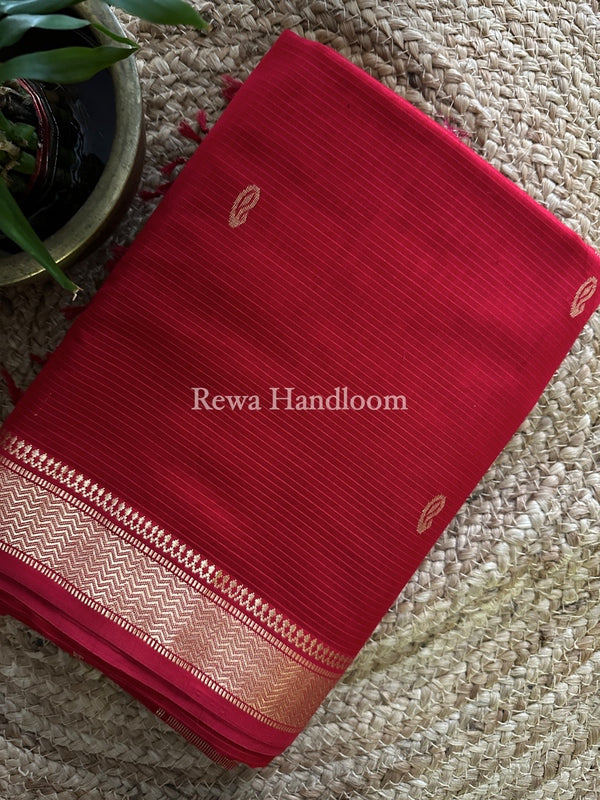 Maheshwari Red Zari Butti Saree ZBB035