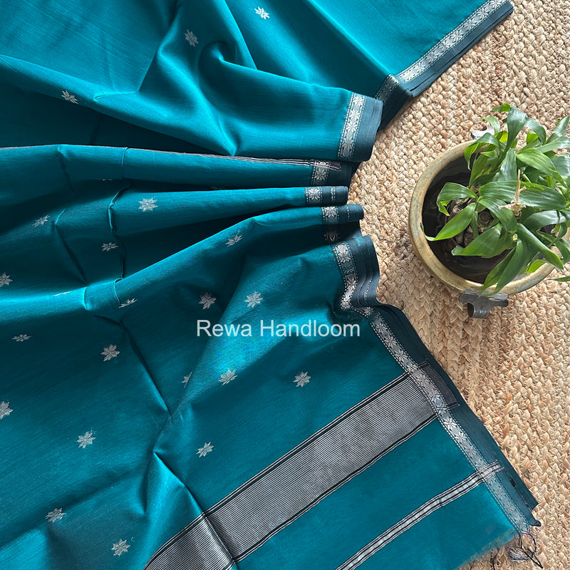 Maheshwari Rama Green Silver Butti Saree BSS010