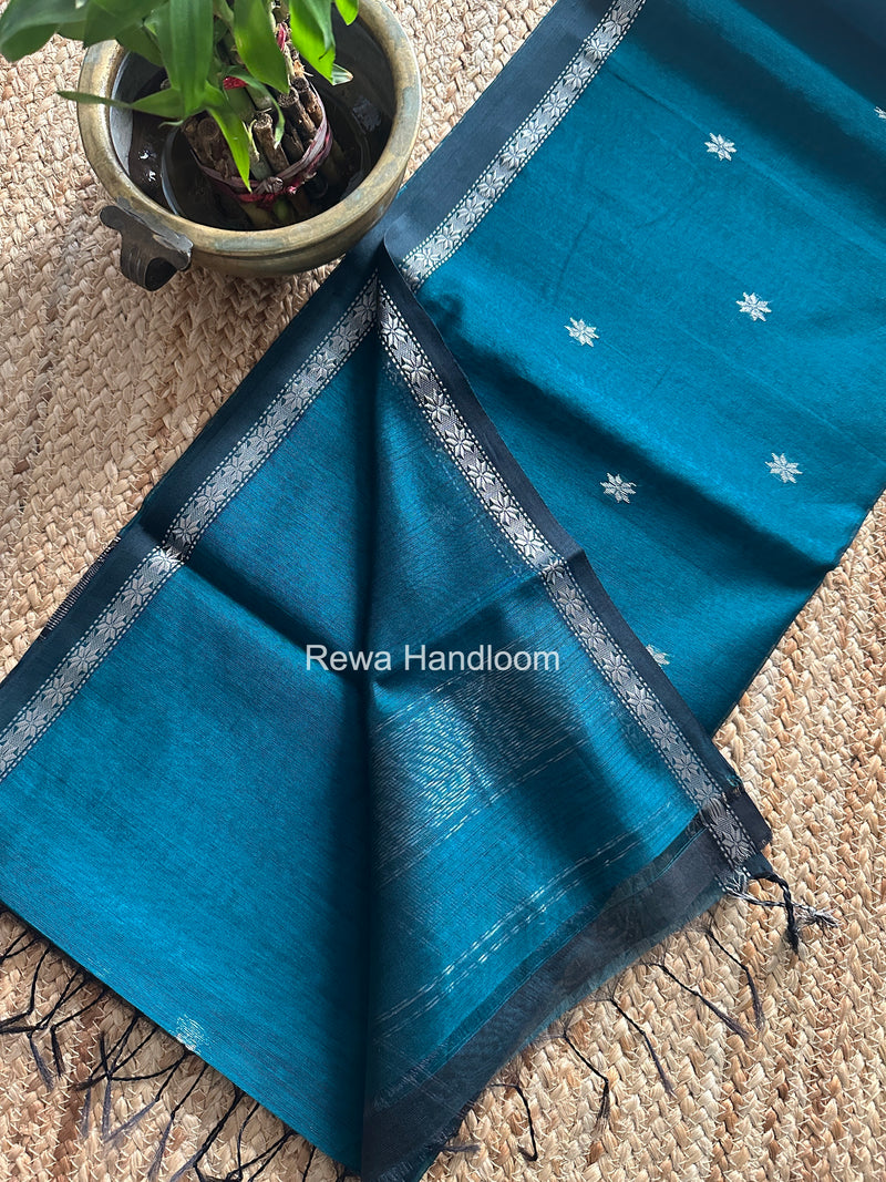Maheshwari Rama Green Silver Butti Saree BSS07