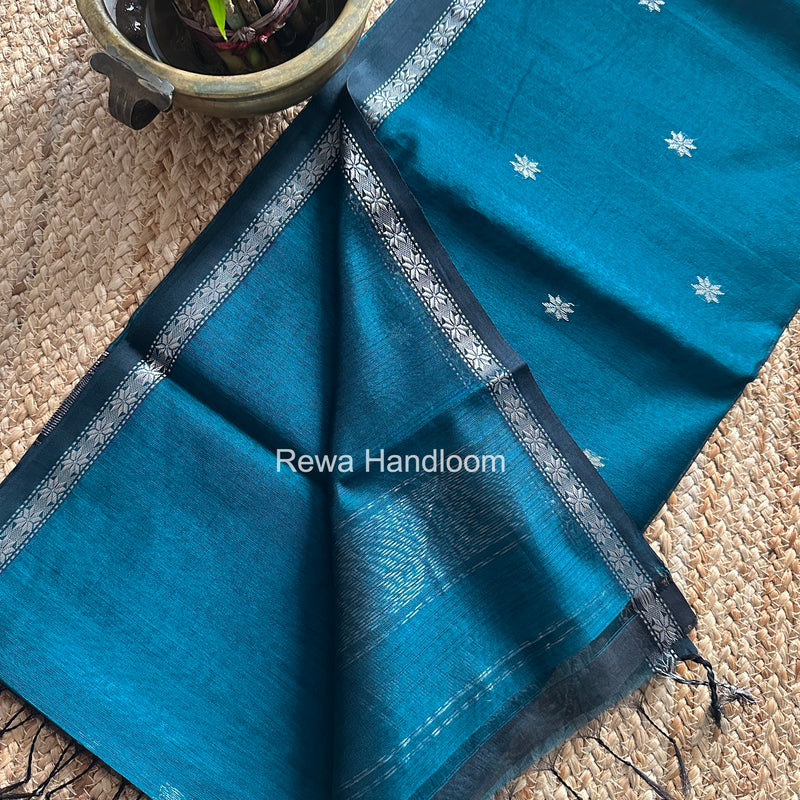 Maheshwari Rama Green Silver Butti Saree BSS07