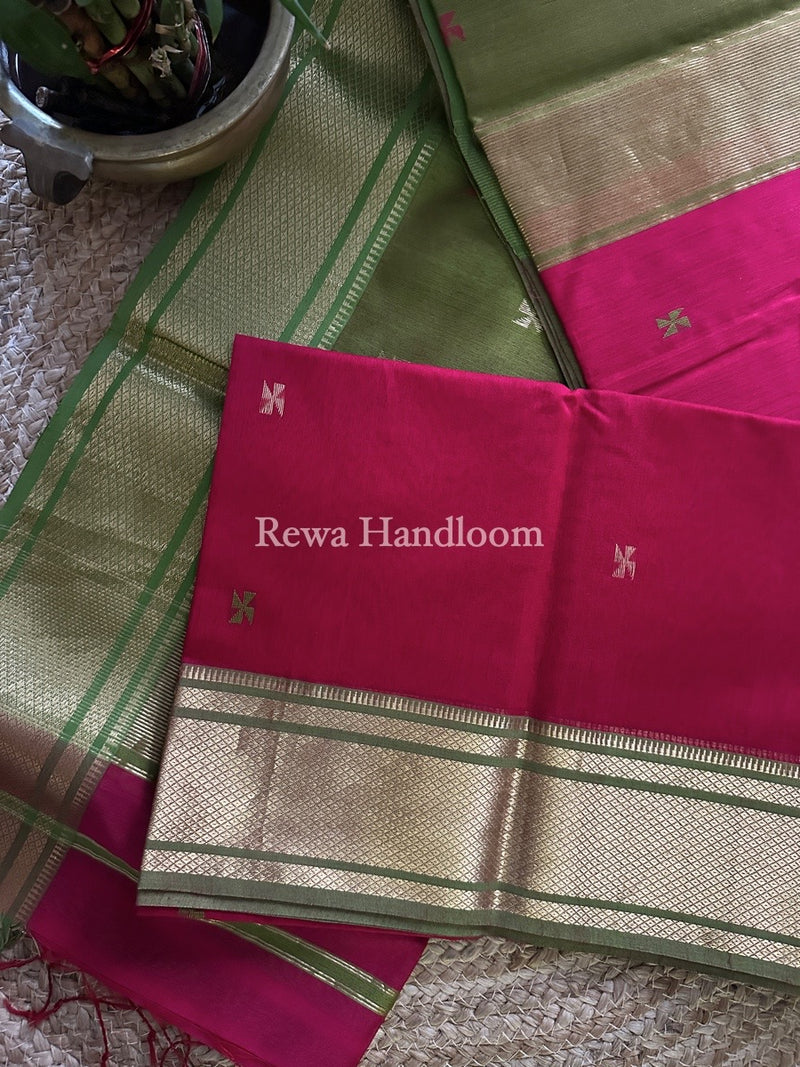 Maheshwari Rani Pink Zari Butti Saree SW025