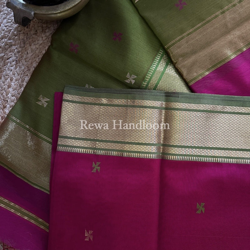 Maheshwari magenta Zari Butti Saree SW019