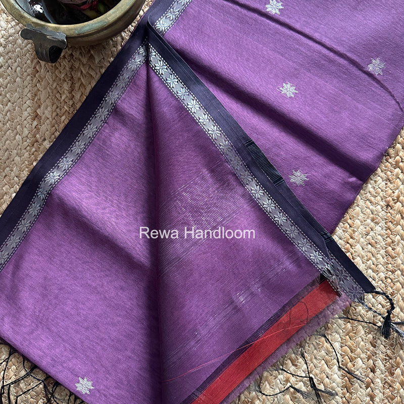 Maheshwari Lavender Silver Butti Saree BSS06